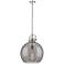 Newton Sphere 16" Wide Stem Hung Polished Nickel Pendant With Smoke Sh