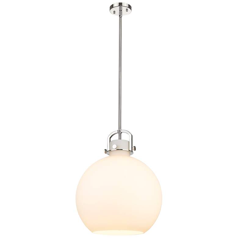 Image 1 Newton Sphere 16" Wide Stem Hung Polished Nickel Pendant With White Sh