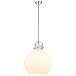 Newton Sphere 16" Wide Stem Hung Polished Nickel Pendant With White Sh