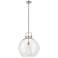Newton Sphere 16" Wide Stem Hung Satin Nickel Pendant With Clear Shade