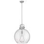 Newton Sphere 16" Wide Stem Hung Satin Nickel Pendant With Seedy Shade