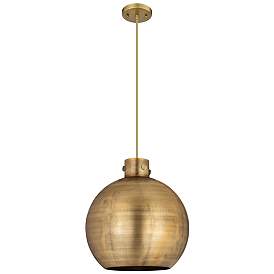 Image1 of Newton Sphere 16"W Brushed Brass Corded Pendant With Brushed Brass Sha