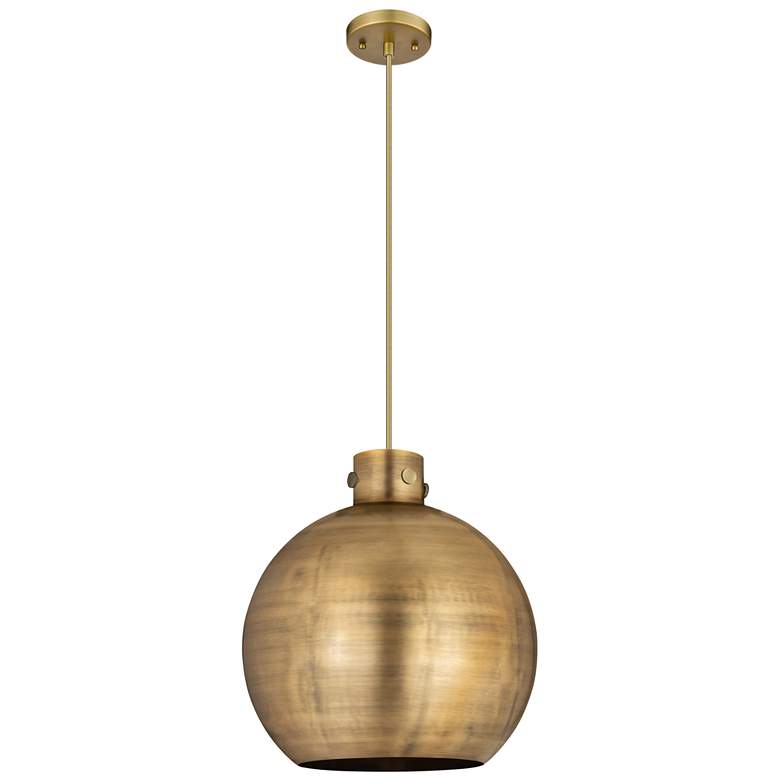 Image 1 Newton Sphere 16"W Brushed Brass Corded Pendant With Brushed Brass Sha