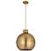 Newton Sphere 16"W Brushed Brass Corded Pendant With Brushed Brass Sha