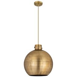 Newton Sphere 16"W Brushed Brass Corded Pendant With Brushed Brass Sha