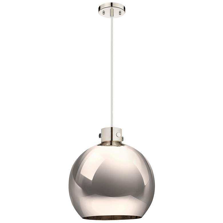 Image 1 Newton Sphere 16"W Polished Nickel Corded Pendant w/ Polished Nickel S