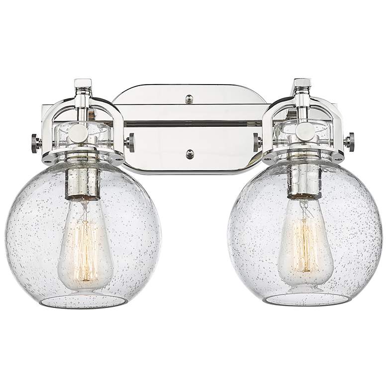 Image 1 Newton Sphere 17" Wide 2 Light Polished Nickel Bath Light With Seedy S