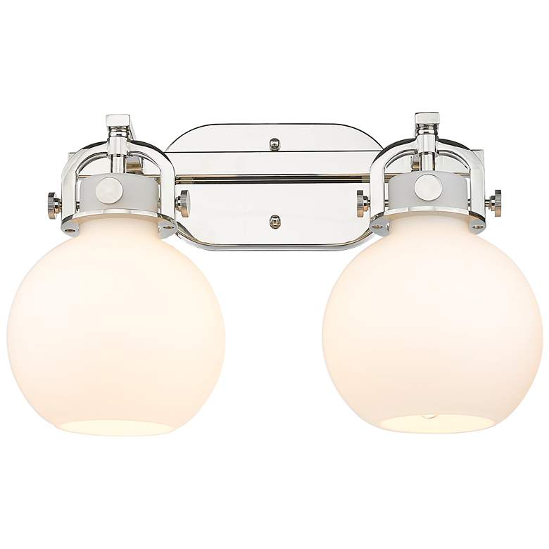 Image 1 Newton Sphere 17" Wide 2 Light Polished Nickel Bath Light With White S