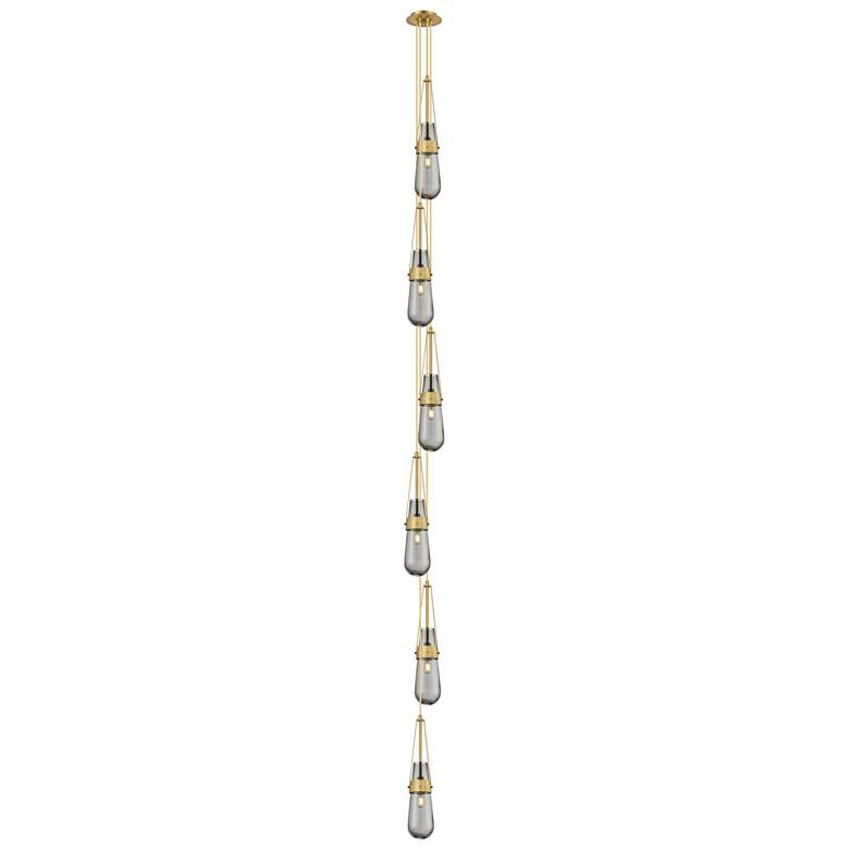 Image 1 Newton Sphere 18.63"W 6 Light Brushed Brass Multi Pendant w/ Seedy Sha