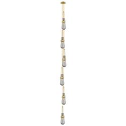 Newton Sphere 18.63"W 6 Light Brushed Brass Multi Pendant w/ Seedy Sha
