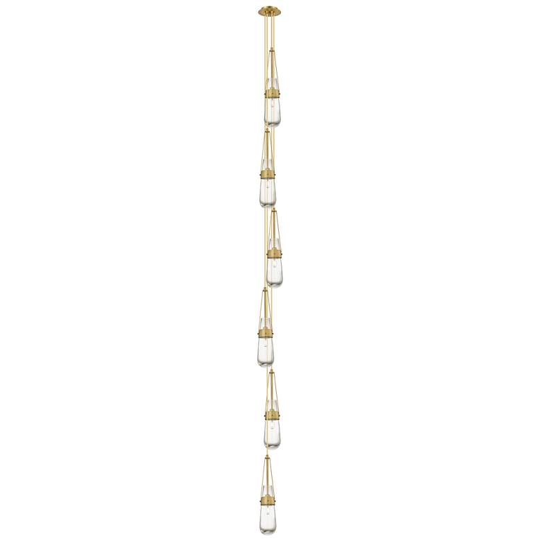 Image 1 Newton Sphere 18.63"W 6 Light Brushed Brass Multi Pendant w/ Smoke Sha