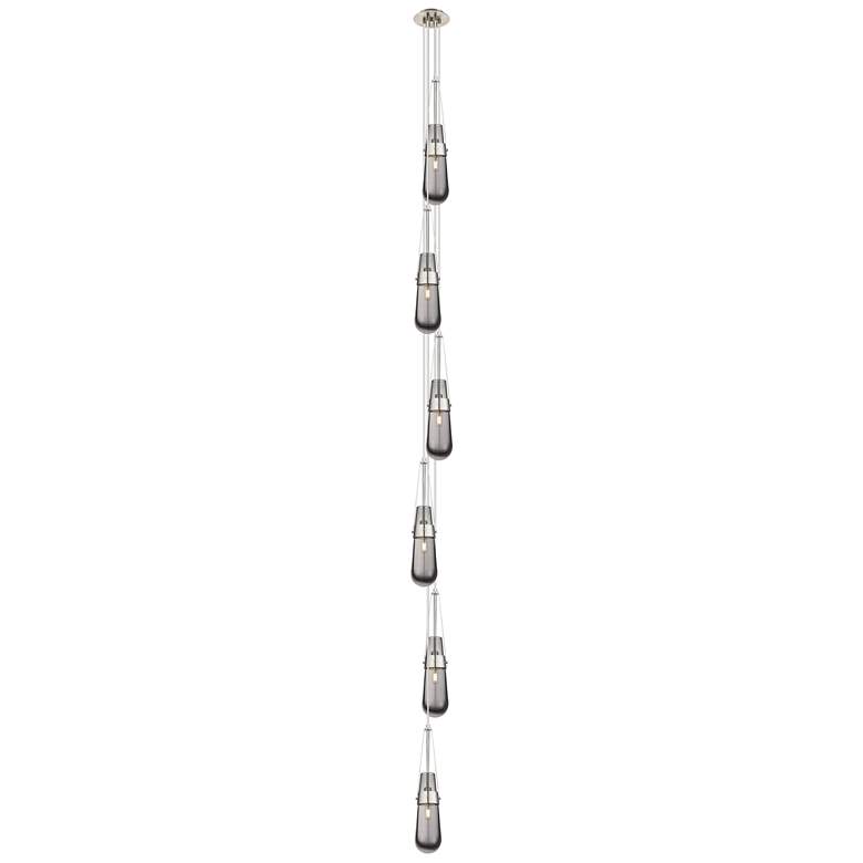 Image 1 Newton Sphere 18.63"W 6 Light Brushed Nickel Multi Pendant w/ Clear Sh