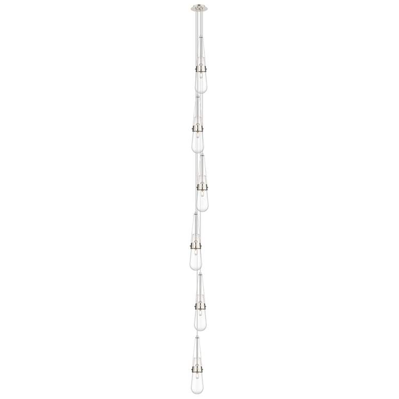 Image 1 Newton Sphere 18.63"W 6 Light Brushed Nickel Multi Pendant w/ White Sh