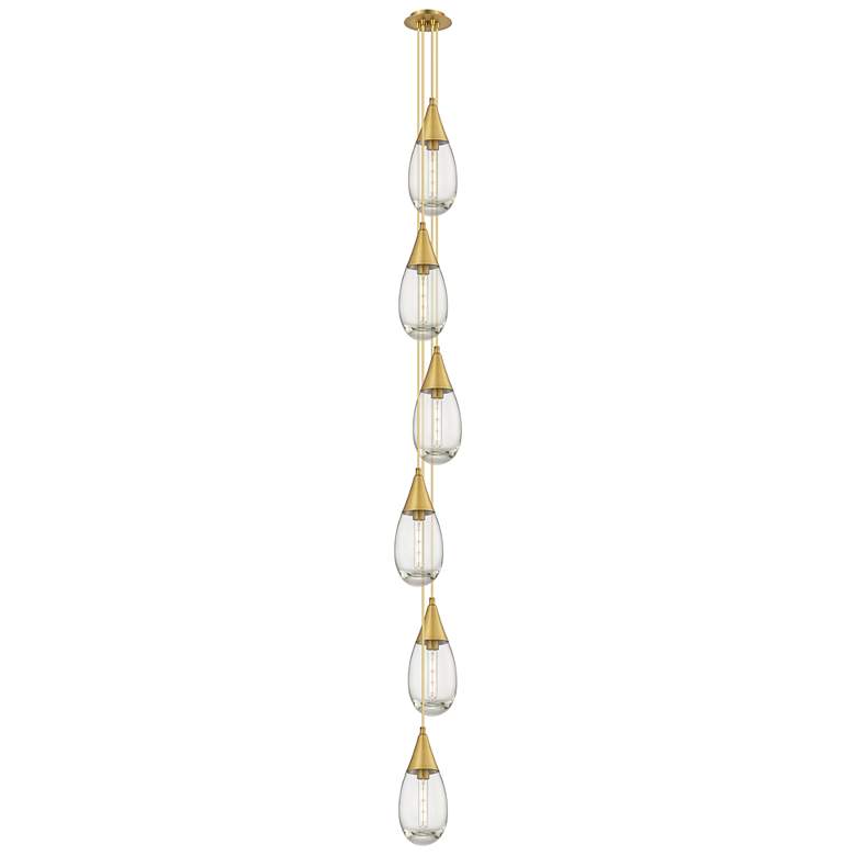 Image 1 Newton Sphere 18.63"W 6 Light Polished Nickel Multi Pendant w/ Clear S