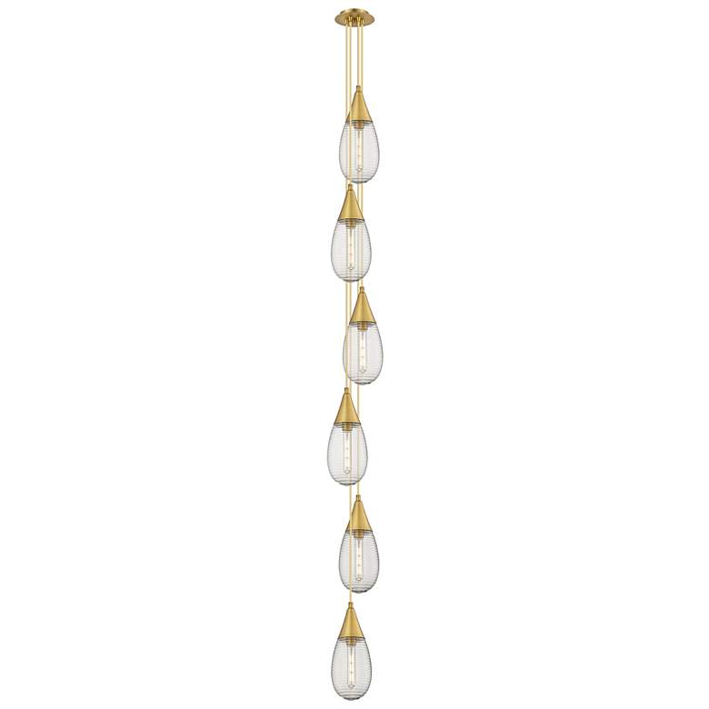 Image 1 Newton Sphere 18.63"W 6 Light Polished Nickel Multi Pendant w/ Smoke S
