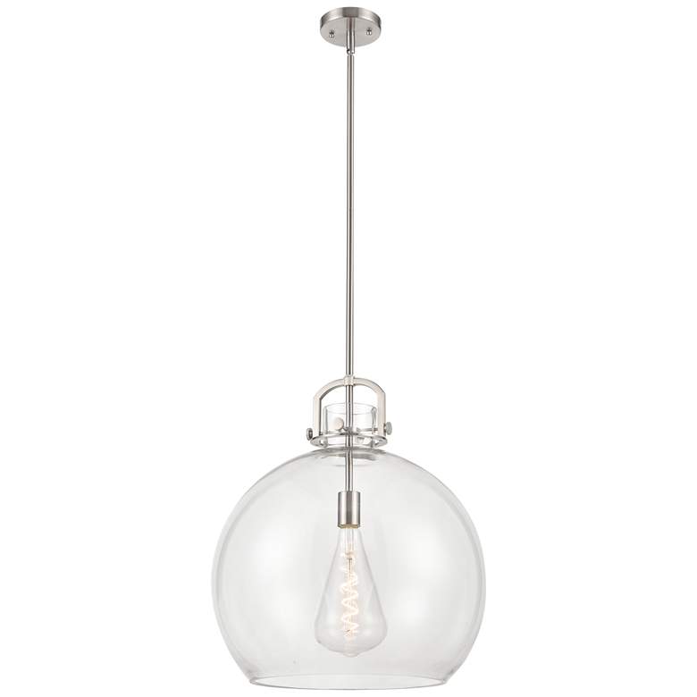 Image 1 Newton Sphere 18" Brushed Satin Nickel Stem Hung Pendant