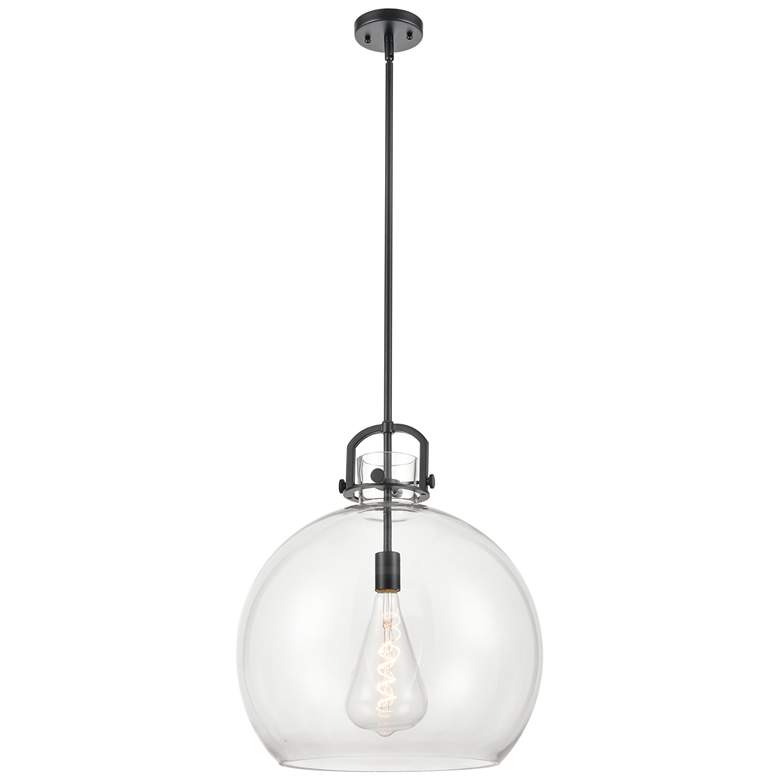 Image 1 Newton Sphere 18" Matte Black Stem Hung Pendant