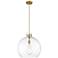 Newton Sphere 18" Wide Cord Hung Brushed Brass Pendant With Clear Shad