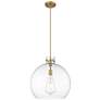 Newton Sphere 18" Wide Cord Hung Brushed Brass Pendant With Clear Shad