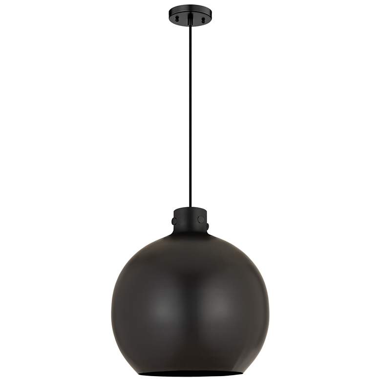 Image 1 Newton Sphere 18" Wide Matte Black Cord Hung Pendant With Matte Black