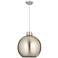 Newton Sphere 18" Wide Satin Nickel Corded Pendant With Satin Nickel S