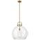 Newton Sphere 18" Wide Stem Hung Brushed Brass Pendant With Clear Shad