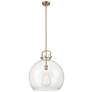 Newton Sphere 18" Wide Stem Hung Brushed Brass Pendant With Clear Shad