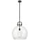 Newton Sphere 18" Wide Stem Hung Matte Black Pendant With Clear Shade