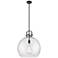 Newton Sphere 18" Wide Stem Hung Matte Black Pendant With Seedy Shade