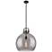 Newton Sphere 18" Wide Stem Hung Matte Black Pendant With Smoke Shade