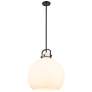 Newton Sphere 18" Wide Stem Hung Matte Black Pendant With White Shade