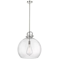 Newton Sphere 18" Wide Stem Hung Polished Nickel Pendant With Clear Sh