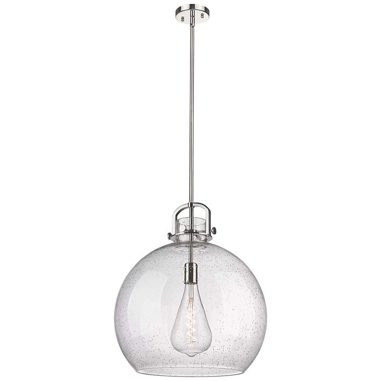 Image 1 Newton Sphere 18" Wide Stem Hung Polished Nickel Pendant With Seedy Sh