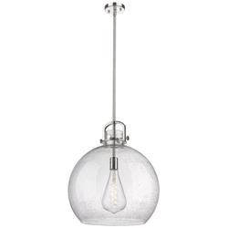 Newton Sphere 18" Wide Stem Hung Polished Nickel Pendant With Seedy Sh