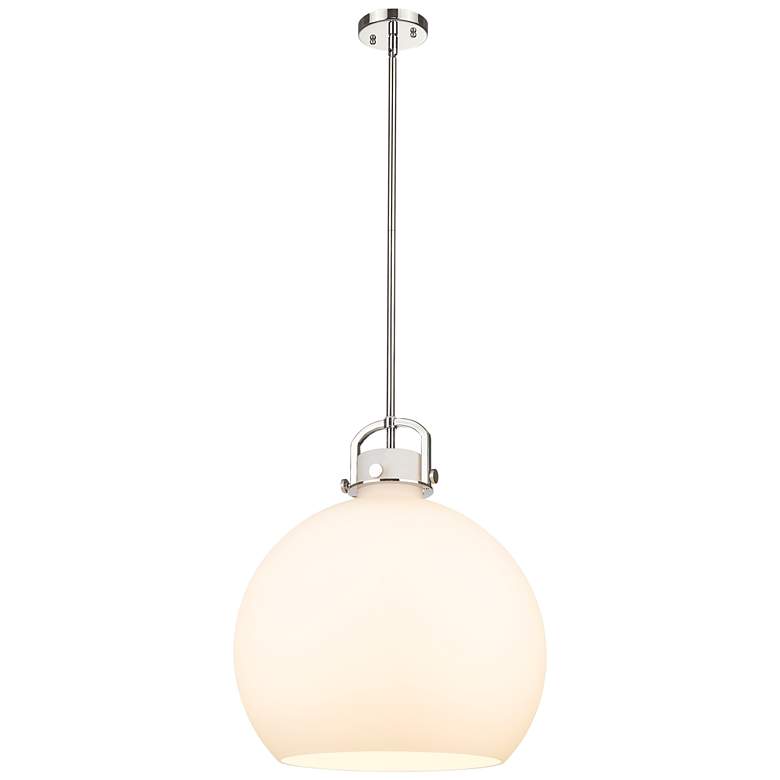 Image 1 Newton Sphere 18" Wide Stem Hung Polished Nickel Pendant With White Sh