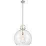 Newton Sphere 18" Wide Stem Hung Satin Nickel Pendant With Clear Shade