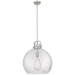 Newton Sphere 18" Wide Stem Hung Satin Nickel Pendant With Seedy Shade
