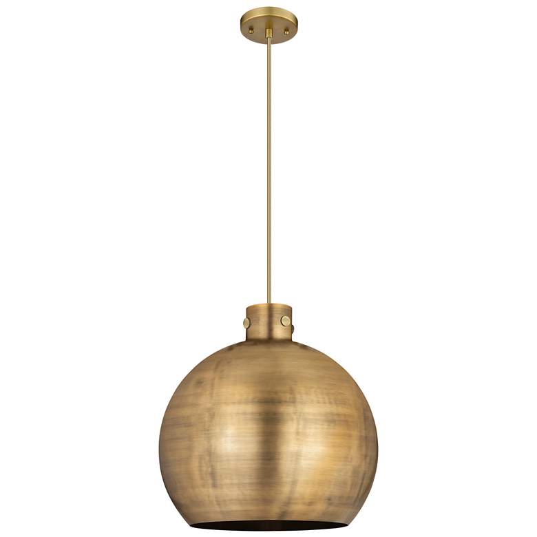 Image 1 Newton Sphere 18"W Brushed Brass Corded Pendant With Brushed Brass Sha