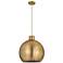 Newton Sphere 18"W Brushed Brass Corded Pendant With Brushed Brass Sha
