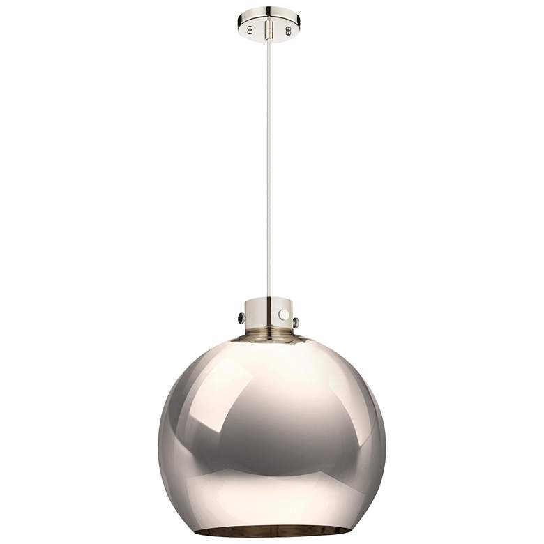 Image 1 Newton Sphere 18"W Polished Nickel Corded Pendant w/ Polished Nickel S