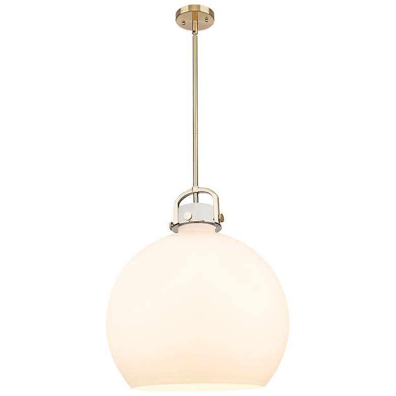 Image 1 Newton Sphere 18"W Champagne Stem Arched Pendant With White Shade