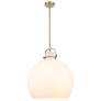 1_Newton Sphere 18"W Champagne Stem Arched Pendant With White Shade