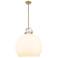 Newton Sphere 18"W Champagne Stem Arched Pendant With White Shade