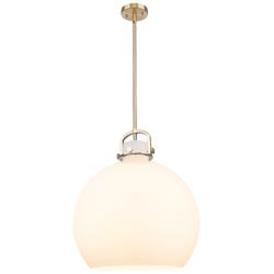 Newton Sphere 18"W Champagne Stem Arched Pendant With White Shade