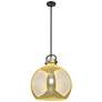 Newton Sphere 18"W Matte Black Stem Arched Pendant With Mercury Shade
