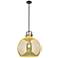 Newton Sphere 18"W Matte Black Stem Arched Pendant With Mercury Shade