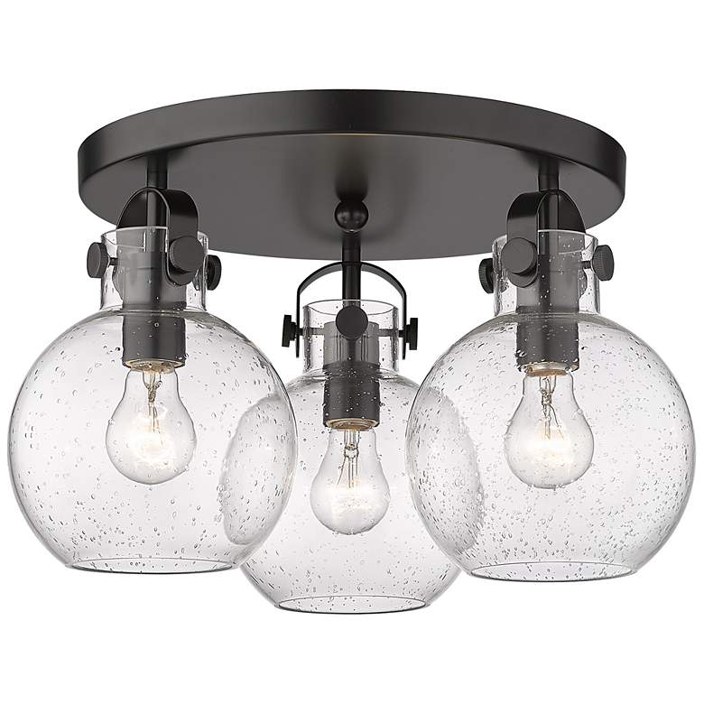 Image 1 Newton Sphere 19.63" Wide 3 Light Matte Black Flush Mount With Seedy S