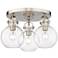 Newton Sphere 19.63" Wide 3 Light Satin Nickel Flush Mount With Clear
