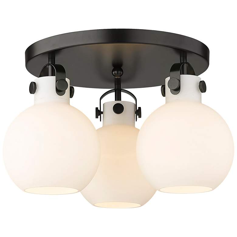 Image 1 Newton Sphere 19.63"W 3 Light Matte Black Flush Mount w/ Matte White S