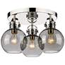 Newton Sphere 19.63"W 3 Light Polished Nickel Flush Mount w/ Smoke Sha